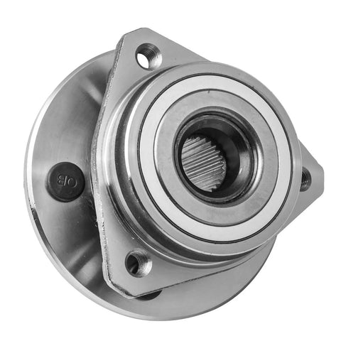 Front Wheel Hub And Bearing Assembly Left Or Right For Jeep Grand Cherokee Comanche Wagoneer Wrangler TJ YJ 5 Lug ISO TS 16949 Certified Maintenance Free Easy Install OE Style Replacement To Fit SUV And Truck Models, showing close-up view, metal part with bolt holes.