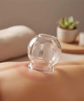Deluxe 4 Piece Glass Cupping Set With Fire Cupping Jars Vacuum Therapy on skin for relaxation and pain relief