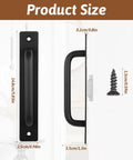 2 Pack Sliding Door Pull Handles Black Matte Aluminum with screw dimensions shown, ideal for Wooden Doors, Cabinets, and Drawers