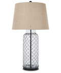 Sharmayne 30.75 Inch Clear Glass Table Lamp With Transparent Glass Shade Vintage Casual Style For Living Room Or Bedroom