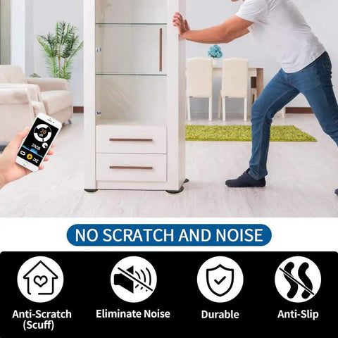 Person moving furniture using Heavy Duty Round Furniture Sliders 8 Pack, 3.5 Inch Reusable Moving Sliders For Carpet, no scratches