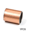 Ready To Drop Single Sleeve Bearing 20 Millimeter Bore By 23 Millimeter Wrap By 30 Millimeter Long Oilless Plain Bushing showing copper core.