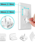 Hand using 55 Pack Outlet Covers With Hidden Pull Handle Baby Proofing Plug Covers 3 Prong Child Safety Socket Covers Electrical Outlet Protectors Kid Proof Outlet Caps For Home And Nursery on white surface.