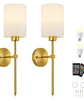 Wireless Battery Operated Wall Sconce Set Of Two With Timer, Dimmable 4CCT And RGB Accent Light For Bedroom