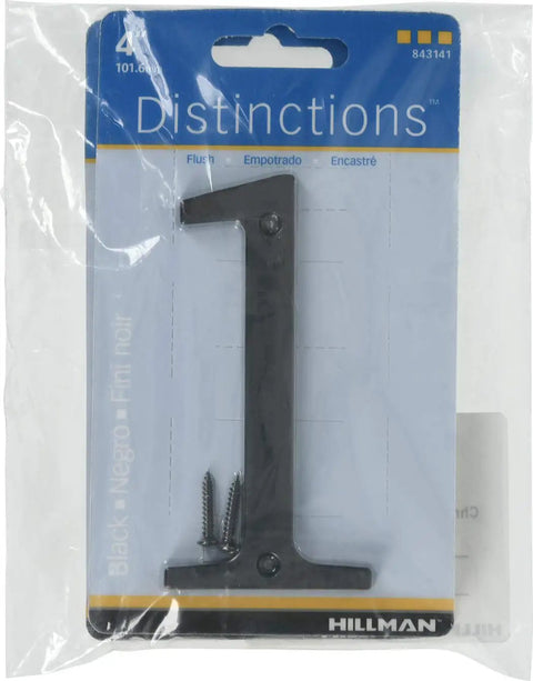 4 Inch Black Zinc Flush Mount House Number Sign For Outdoor Use And Easy To Read Address Plaque For Front Door Mailbox Or Wall With Screw Hole Installation And Dope Curb Appeal in packaging