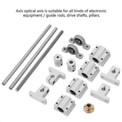 T8 Guide Screw Kit With Shaft Coupling 200mm Horizontal Optical Axis 8mm Guide Rail Shaft Pillow Block Bearings on white background