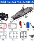 High Speed 16 Inch Warship RC Boat With Dual Rechargeable Batteries, 15 MPH Remote Control Battleship Aircraft Carrier kit contents