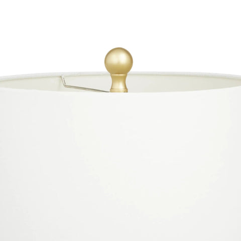 Top view of white linen shade with gold finial from Leopard Polystone Table Lamps Set of 2 in Gold Finish, 29 Inch Tall Dope Glam Living Room Accent Lamps