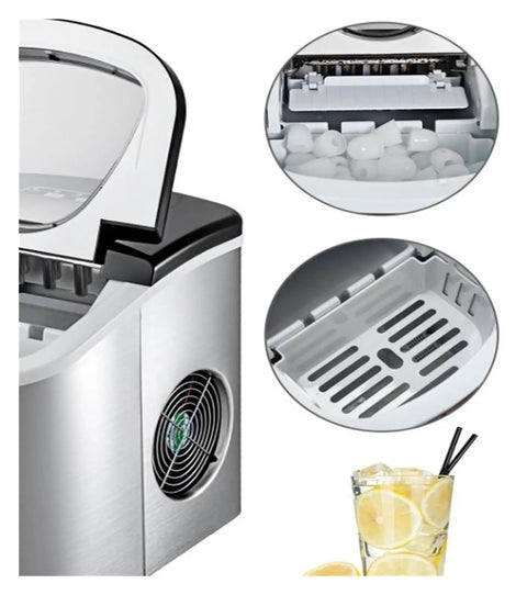 Countertop Ice Maker Automatic Portable For Home One Touch Operation, showing ice bin and internal mechanisms.