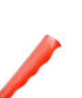 Close-up of red handle on Stainless Steel Beast Billhook Sickle For Brush Clearing And Weeding, 12.2 Inch Curved Sawtooth Blade Garden Tool.