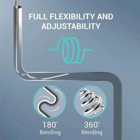 Flexible K Type Inconel 600 Thermocouple Probe showcasing 180° and 360° bending, illustrating its full flexibility and adjustability