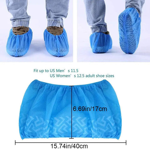 Disposable Shoe Covers 200 Pack 100 Pairs Non Slip Durable Indoor Use With Elastic Fit Up To Men’s 11.5 And Women’s 12.5 One Size Fits Most
