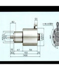 Top Shelf Electrical Spindle Water Cooled Depaneler Motor dimensions diagram for PCB routing and cutting operations.