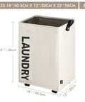 Large 22 Inch Laundry Basket On Wheels Collapsible Rolling Hamper Foldable Clothes Organizer Folding Washing Bin Beige With Brakes