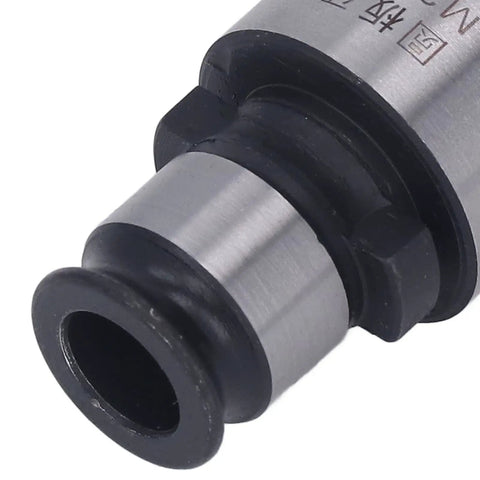 Sturdy Round Die Collet Chuck For Tapping Milling Works Securely Holds M3 M6 Dies With Hex Wrench Blackened Carbon Steel Tool close-up.