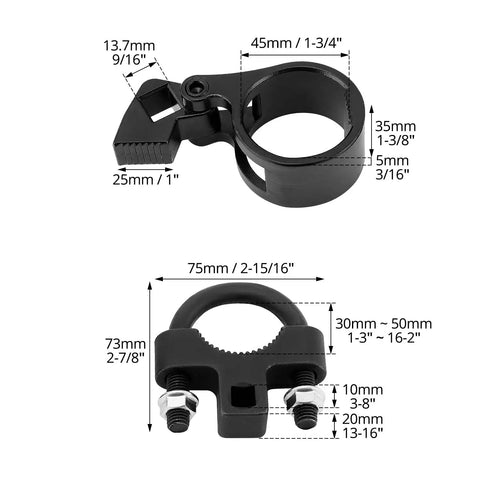 Inner Tie Rod Removal Tool With Three Eighths And One Half Inch Drive Sizes For Tight Spaces Universal Tie Rod End Wrench on black steel clamp