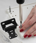 Semi Concealed Cabinet Hinges One Half Inch Self Closing For Two Pieces With Heavy Duty Steel Spring Black finish installation