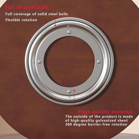 Premium Solid Wood Lazy Susan Turntable Smooth Rotating Serving Tray with steel ball bearing for flexible rotation.
