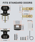 Five Pack Oil Rubbed Bronze Passage Doorknobs for Interior Doors Non Locking Closet and Hallway Knobs Fits Standard Doors Ideal for Bedrooms Living Areas and Storage Closets dimensions