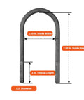 Diagram of Trailer U Bolt Kit With Eight Seven Inch U Bolts For Five Thousand Two Hundred To Seven Thousand Pound Round Axles Three Inch Beam Half Inch Diameter With Two Inch Thread Pitch, showing measurements and specifications.