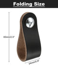 Leather Drawer Pulls 2.5 Inch Black Single Hole Soft Leather Handles with Size Dimensions Displayed