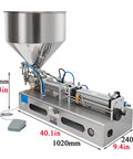 Top Shelf Pneumatic Horizontal Paste Filler With Slick Drip Free Performance And No Sweat Hassle Setup For Ketchup Honey Oil Lubricant Shampoo Cream 500 To 5000 Ml, stainless steel design with large funnel.