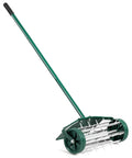 Rolling Lawn Aerator 18 Inch With Fender And Tine Spikes, Anti Slip Handle, Manual Soil Aeration Tool for Lawn, Garden, Patio and Yard