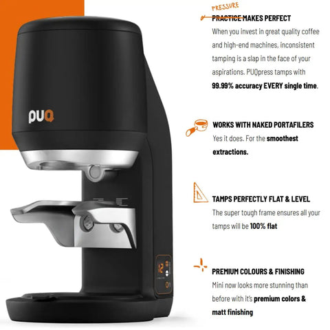 Automatic Espresso Tamper 54.3mm Self Leveling Coffee Press angled view with sleek design for cafes and home use.
