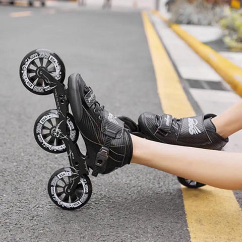 Unisex Carbon Fiber Inline Skates Four Wheel Speed Racing Gear With ABEC 9 Bearings And Durable Rubber Wheels for Adults