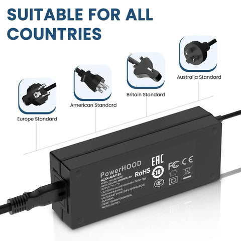 12V DC Power Adapter For 3D Printer Filament Dryer Box, 100-240V AC Input, compatible with various plug standards