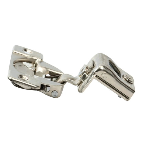 Rock Solid Soft Close Cabinet Hinges 2 Pack Featuring Hella Smooth 108 Degree Wide Swing Action hinge, metal build, angled view.