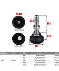 Straight Up Bulletproof Adjustable Leveling Feet 4 Pack Shop Ready Heavy Duty Carbon Steel Mounts with measurements and base details.