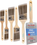 Six Pack Angle Paint Brushes for Trim and Walls with Premium Synthetic Filament That Holds More Paint for Faster Cut Ins and Fewer Streaks Includes 1.5 Inch 2 Inch 2.5 Inch and 3 Inch Sash Brushes displayed with packaging