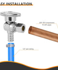 10 Pack Lead-Free Brass Angle Stop Valves 1/2 Inch PEX-B Inlet To 3/8 Inch OD Compression Outlet For DIY Home Plumbing Crimp Rings Or Stainless Clamps Compatible, 1/2 in PEX and 3/8 in compression