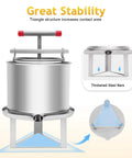 Large Capacity Honey Press For Home Use with triangle stability structure, 12.6L 532.6 Oz Manual Honey Extractor Stainless Steel