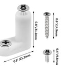 50 Pieces PCB Board Mounting Feet With Screws Kit showing white plastic spacer and screws, dimensions labeled 0.8" x 0.8" and 0.6", 0.4" screws