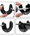 Built Tough Black Closet Rod Brackets 6 Pack Wall Mount Pole Holders For 1 1 4 Inch Curtain Poles installation process with screws.