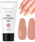 HEMA Free 50ml Nude Nail Gel For Extensions And 3D Molding tube with nude color swatches and manicured nails