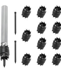 14-Piece Car Spot Weld Cutter Set With 3/8 Inch HSS Drill Bits For Cutting Holes And Weld Removal showing bits and tools