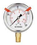 Glycerin Filled 0 To 160 Psi Pressure Gauge with 2.5 Inch Dial and 1/4 NPT Lower Mount Stainless Steel Case