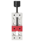 Slick Compact Mini Vise With 50mm Jaw Space, red and silver metal design for clamping small materials securely.