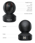 Front and back view of E1 Pro Indoor Camera 3K Pan Tilt WiFi For Baby And Pet Monitoring With Auto Tracking, 5MP Night Vision