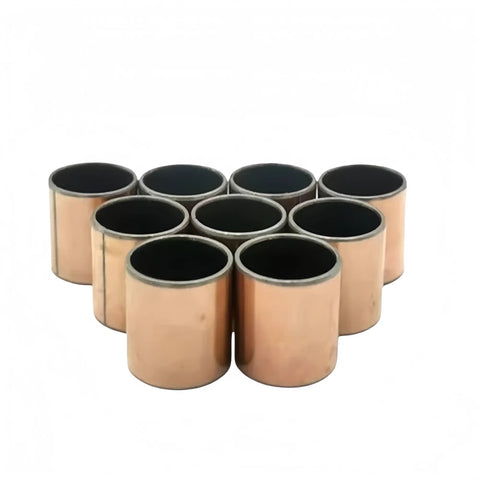 Ten Pack Of SF1 Self Lubricating Bushings 20Mm X 15Mm Oilless Sleeves, copper color, shown in a round arrangement.