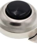 Front view of Electrical Switches Horn Button Flush Mount Universal Fit Replacement for vehicles, silver metal with black push button.