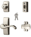 Storm Door Lever Set With Keyed Deadbolt Lock In Satin Nickel, 4 Piece Replacement Kit For Screen And Storm Doors