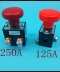 High Quality Ed125B 1 125A Red Mushroom Head Emergency Stop Switch Push Button for Albright Forklifts, displaying 250A and 125A models.