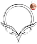 V Shaped 16G Septum Ring Clicker In 316L Stainless Steel With Wing Blade Piercing Jewelry For Nose, Daith, Helix And Cartilage