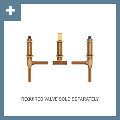 Brantford Chrome Two-Handle Deck Mount Roman Tub Faucet Trim Kit With Valve Required T4943, internal valve components shown