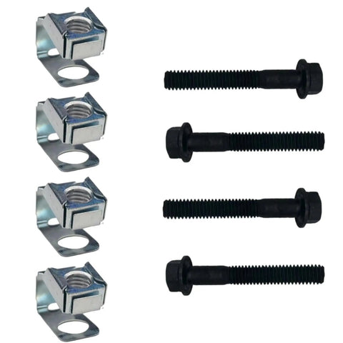 Knock Out Exhaust Leaks With This Badass Manifold Flange Hardware Kit Packed With 3/8 16 Bolts And Locking U Nuts For Dodge Dakota Jeep Wrangler Straight Bolt Up Upgrade, featuring black bolts and U nuts.