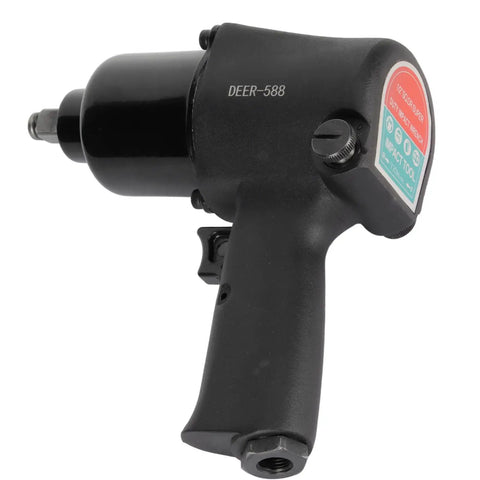 Solid Build Air Impact Wrench Half Inch Drive With Lightweight Alloy Steel Housing And Adjustable Five Level Trigger For Fast Bolt Busting And Shop Repairs That Handle Heavy Load Jobs Without Breaking A Sweat, black pneumatic design.
